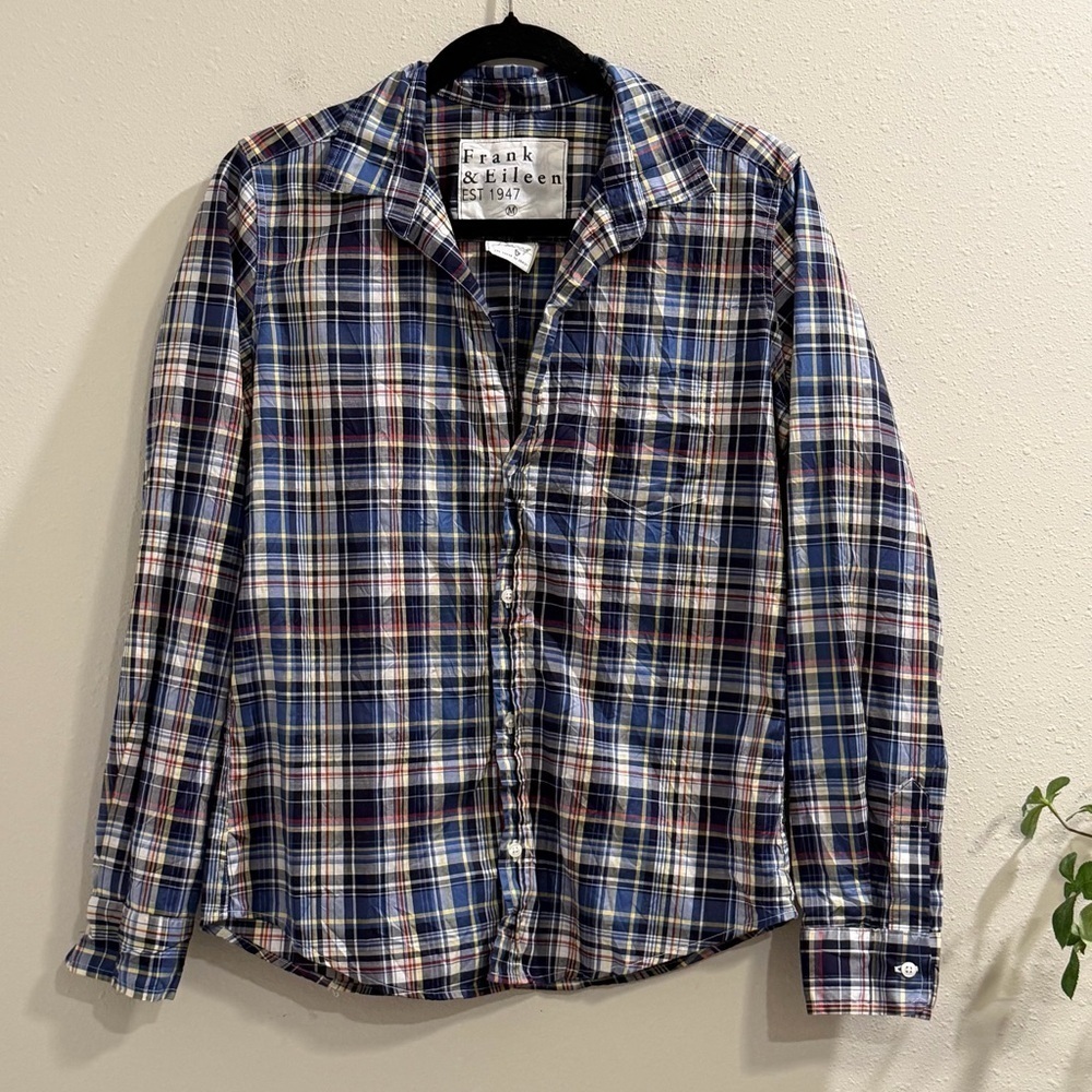 Frank & Eileen Medium Plaid Barry Button Up Shirt USA Casual Designer Coastal